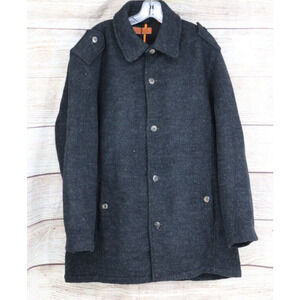 Vertical Robert Comstock Mens Size Large Wool Button Down Mid Length Heavy Coat